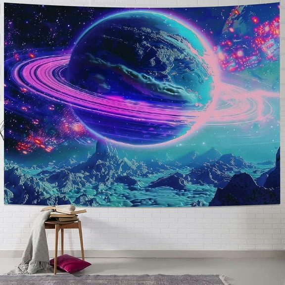 PRATYUS  Tapestry Reactive Planet Tapestry Galaxy Space Tapestry Trippy Mountain Tapestry Starry Sky Tapestry Wall Hanging for Home Decor 50x40inch