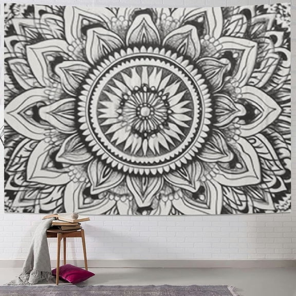 PRATYUS Tapestry Wall Hanging Hippie Ombre Mandala Bohemian Hippy Psychedelic Design Indian Tapestries Bedspread 60x50inch