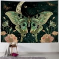 thumbnail image 1 of PRATYUS Teal Luna Moth Tapestry Wall Hanging, Moon Phase Stars Cute Plants Butterfly Floral Botanical Nature Aesthetic Celestial Wall Tapestries for Bedroom Home Living Room Dorm Painting, 1 of 6