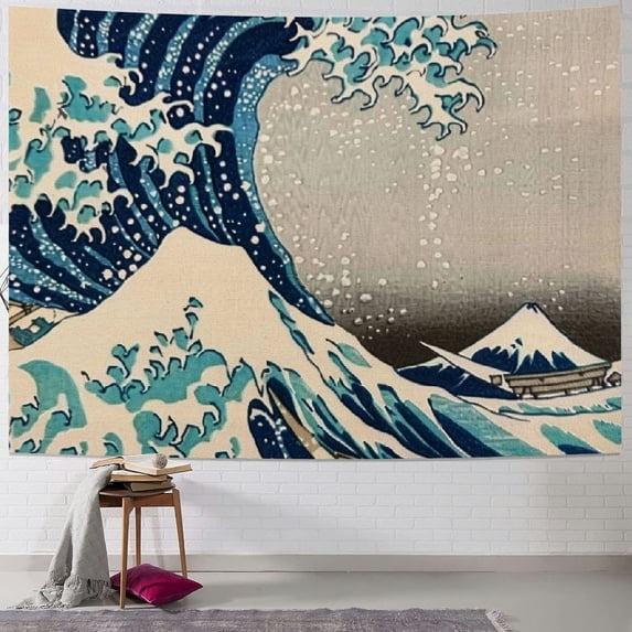 PRATYUS The Great Wave Japan Tapestry, Wall Decor Art Tapestry Hanging for Living Room Kitchen Outdoor Dorm Bedroom 60x50inch