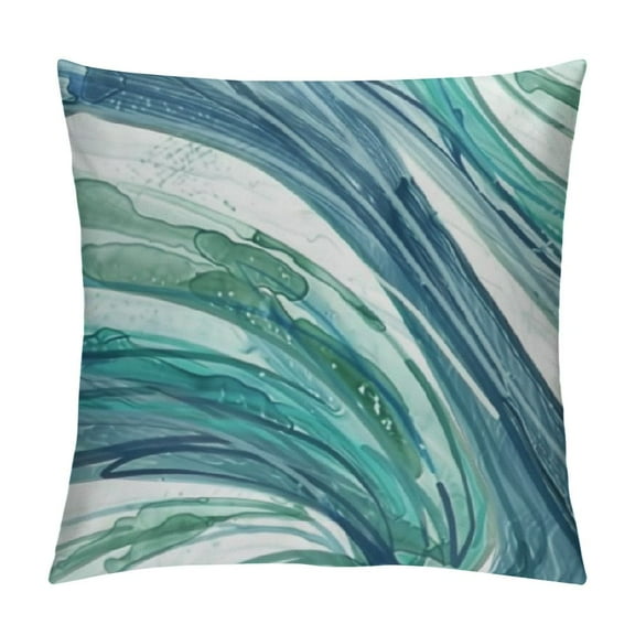 PRATYUS Throw Pillow Cases Cozy Fleece Two-Tone Abstract Feather Decorative Cushion Covers for Couch Bed Sofa Farmhouse Decoration Teal Green Navy Somke Blue Grey 24x24in