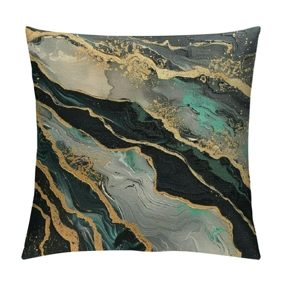 PRATYUS Throw Pillow Cover Abstract Black Marble Green Malachite Cushion Cover Standard Square Decorative Pillow Cover for Sofa and Bed Double Side Print White
