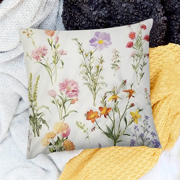 PRATYUS Throw Pillow Cover Floral Design for Home Sofa Couch Decor 18x18in