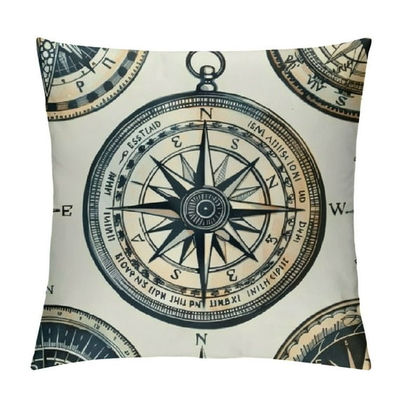 PRATYUS Throw Pillow Cover Pattern Vintage Compasses Compass Adventure Map World Route Explore Pillowcase Home Decorative Square Pillow Case Cushion Cover 24x24in