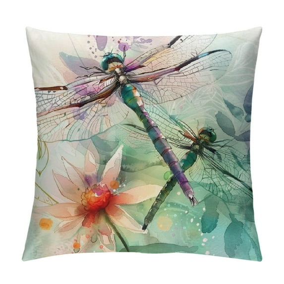 PRATYUS Throw Pillow Covers Thanksgiving Cushion Case, Gift for Women Fall Outdoor Pillows Decorative Throw Pillows Home Decor Living Bedroom Bed Couch Car - Dragonfly 18x18in