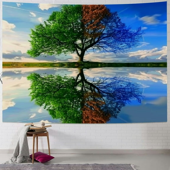 PRATYUS Tree of Life Tapestry Colorful Forest Nature Landscape Tapestry Hippie Bohemian Tree Tapestry Psychedelic Wall Hanging Headboard Bedspread Tapestry for Bedroom Living Room Decor 40x30inch