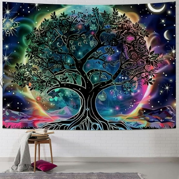 PRATYUS  Tree of Life Tapestry Yin and Yang Sun Moon Star Tapestries Galaxy Space Tapestry Mandala Wall Tapestry Aesthetic Tapestry for Room Decor  40x30inch