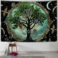 thumbnail image 1 of PRATYUS Tree Tapestry Hippie Sun and Moon Phase Galaxy Star Tapestries Wall Hanging Green Teal Art Nature Aesthetic Tapestry for Bedroom Dorm Living Room  Painting, 1 of 6