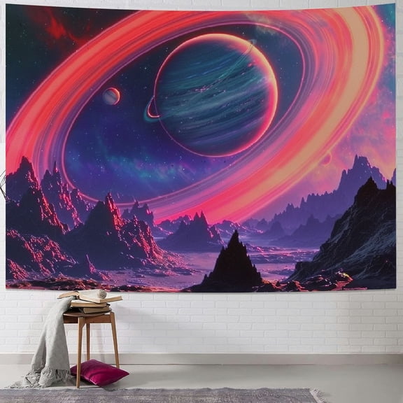 PRATYUS Trippy Planet Tapestry Mountain Wall Tapestry Galaxy Space Tapestry Starry Night Sky Tapestry Wall Hanging for Home Decor Painting