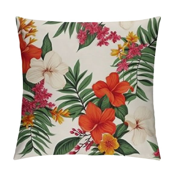 PRATYUS Tropical Leaves Throw Pillow Covers Parrot &amp;Turtle Leaf &amp;Red Flower Pattern Pillowcases Home Decorative Cushion Covers 12x12in