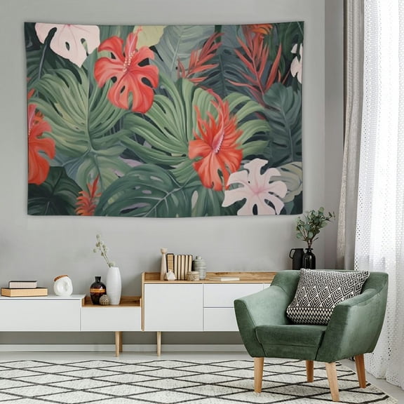 PRATYUS Tropical Palm Leaf Tapestry, Jungle Tropical Exotic Banana Palm Tree Leaves Design Wall Hanging Decor for Dorm Living Room Bedroom Decor(60x40 Inch) 60x40in