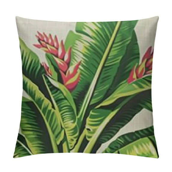 PRATYUS Tropical Palm Leaves Throw Pillow Covers Summer Green Banana Leaf Pillow Covers Modern Outdoor Tropical Pillowcase Square Cushion Cover Bedroom Sofa Couch Home Decor White