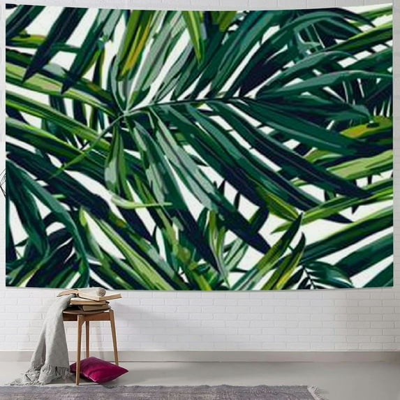 PRATYUS Tropical Palm leaves Decor Tapestry Pattern/Large Green Leaves Hanging Wall Decor Bedroom Living Room Dorm Wall Hanging Tapestry Beach Throw 60x50inch