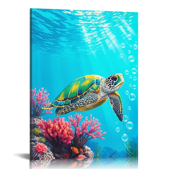 PRATYUS Turtle Art Modern Canvas Prints Ready to Hang Wall Decor 16x20in