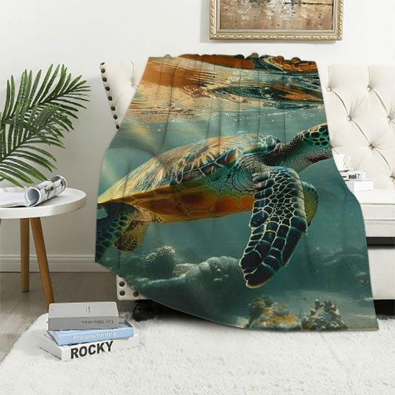 PRATYUS Turtle Super Soft Blanket Soft Blanket Cosy Fluffy Fuzzy Travel Blanket Nap Throws for Sofa Couch & Bed Décor 50x60in