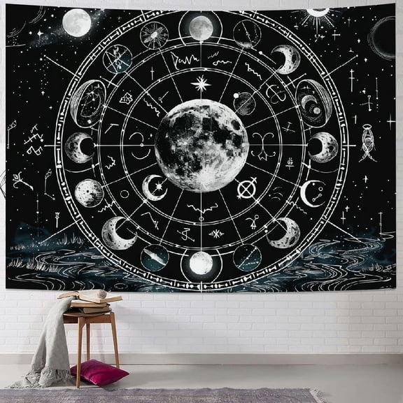 PRATYUS Twelve Constellation Tapestry,Sun and Moon ,Yin and Yang Tapestry Mystic Wall Hanging Tapestry for Home Decor 40x60inch