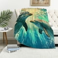 thumbnail image 1 of PRATYUS Two Dolphins Blanket Smooth Soft Pattern Print Throw Blanket for Sofa Chair Bed Office Twin 40x50in, 1 of 6