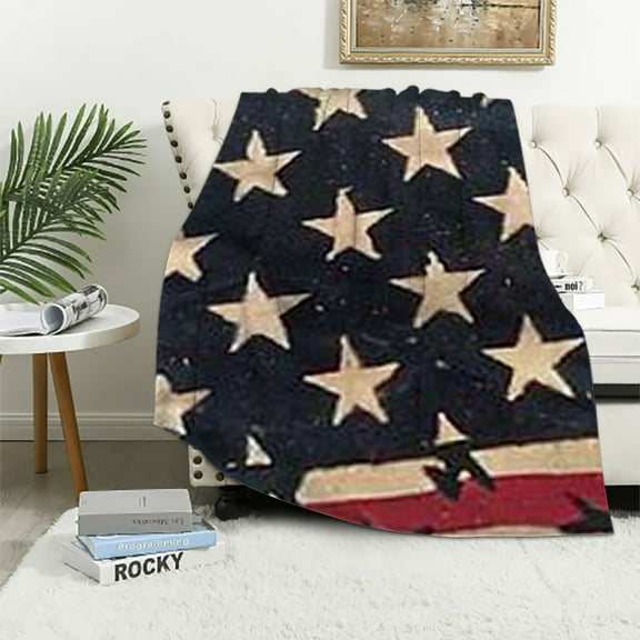 PRATYUS US Flag Patriotic Throw Blanket, American National Flag Blanket for Bed/Couch/Sofa/Office/Camping, USA Military Veteran July 4th Gift 60x80in
