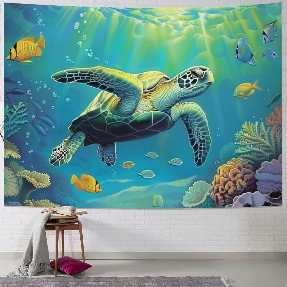 PRATYUS Underwater World Tapestries Dolphins Turtle Sea Life Fish