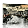 thumbnail image 1 of PRATYUS  Venice Skyline Wall Art Black and White Italy Cityscape Canvas Print Painting Buildings Grand Canal Landscape Pictures Modern Artwork for Office Living Room Decor 16x12in, 1 of 6