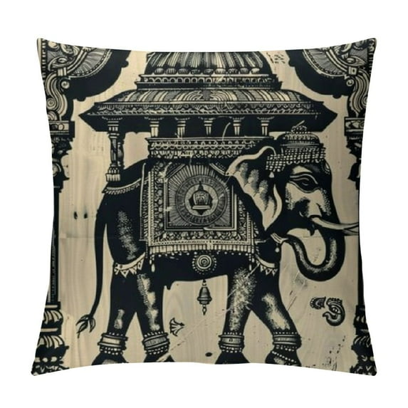 PRATYUS Vintage Elephant Circus Throw Pillow Cover Party Carnival Decoration Cushion Case for Sofa Couch White