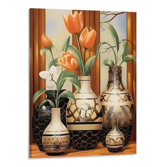 PRATYUS Vintage Vase Canvas Wall Art Picture 16x20in for Living Room Bedroom 16x20in