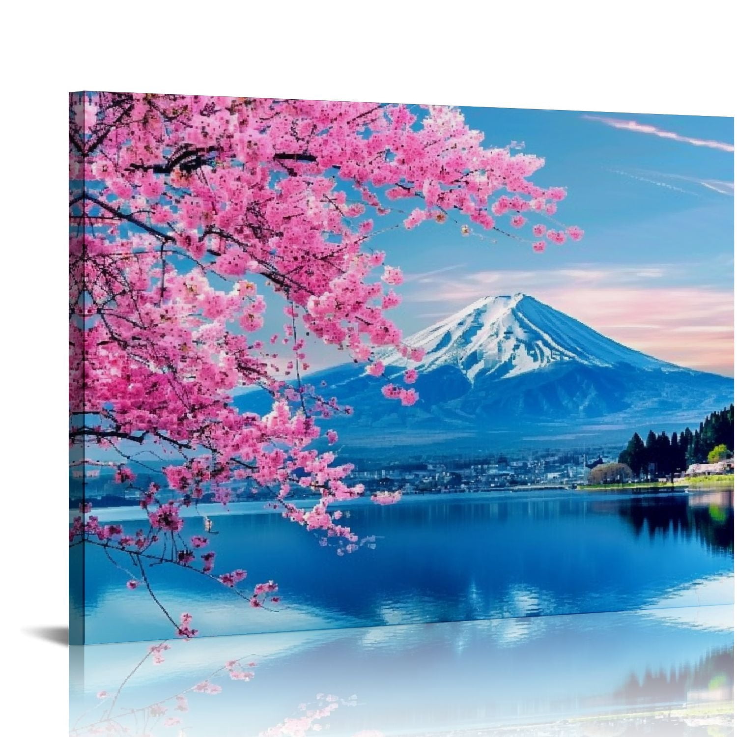 PRATYUS Wall Art Canvas Painting Cherry Blossoms Mount Fuji Mount Fuji ...