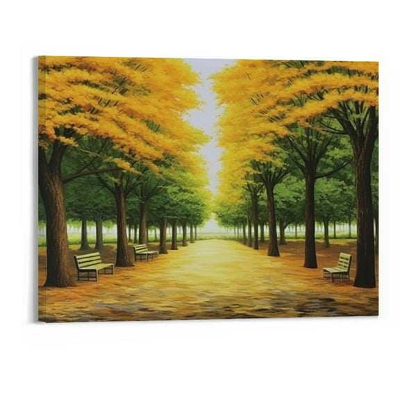 PRATYUS Wall Art Canvas Wall Art Picture 20x16in for Living Room Bedroom Fall Decor Autumn Woods 20x16in