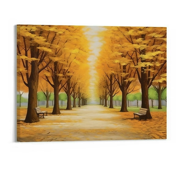 PRATYUS Wall Art Fall Decor Autumn Woods Canvas Wall Art Picture 20x16in for Living Room Bedroom 20x16in