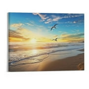 PRATYUS  Wall Art Sunset Sea water Natural Scenery Painting on Canvas Unframed Canvas Paintings  for Home Decorations Wall Decor 20x16in