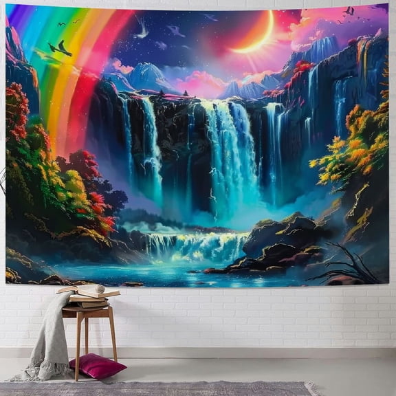 PRATYUS  Waterfall Planet Tapestry Trippy Tapestry Fantasy Landscape Mountain Wave Neon Nature Wall Tapestry for Bedroom  40x30inch
