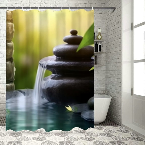 PRATYUS Waterfall Shower Curtains Set with Hooks - Chic Elegant Bathroom Decor, 100% Polyester Fabric, Various Sizes, High Definition Digital Printing 60"x72