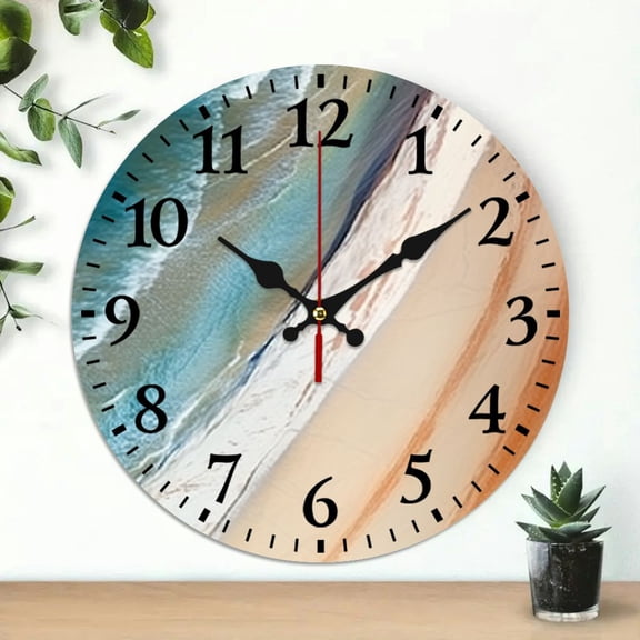 PRATYUS Wave Surfboard Beach Wall Clock Decor for Living Rooms Kitchens Dorms Gifts 10 Inches 10x10in