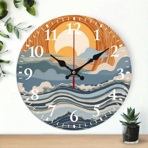 PRATYUS Waves Wall Clock Silent Mechanical Movement 10 Inch Decor 10x10in