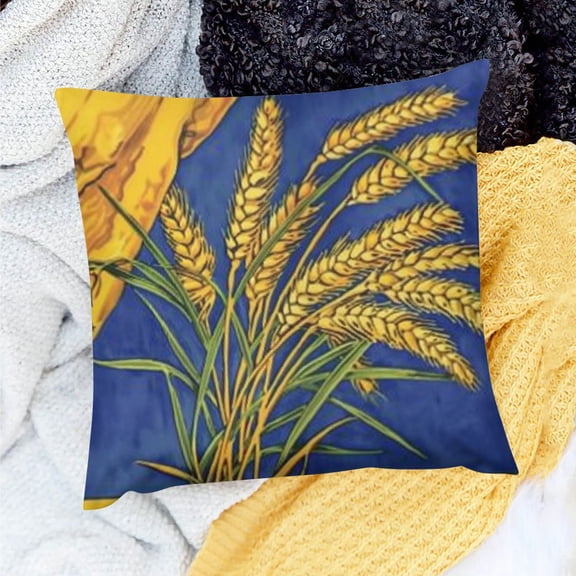 PRATYUS Wheat Throw Pillow Cover Cushion Case for Home Sofa Decor 18x18in