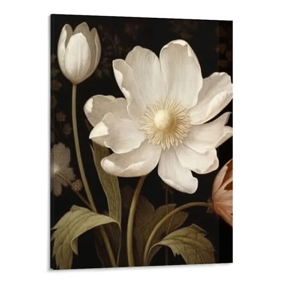 PRATYUS White Flowers Canvas Wall Art Picture 16x20in for Living Room Bedroom 16x20in