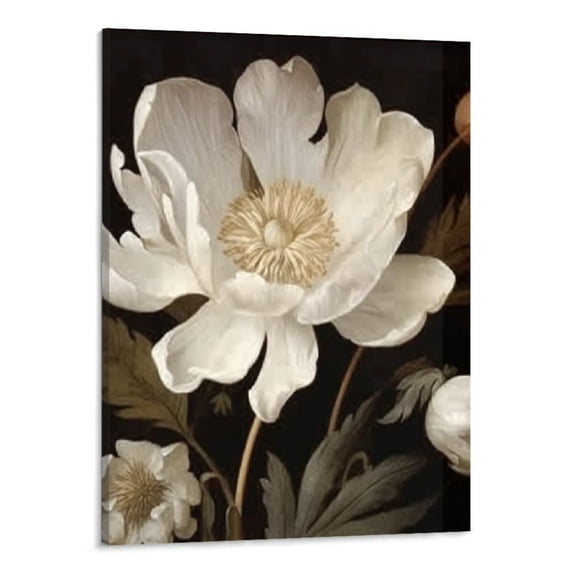 PRATYUS White Flowers Canvas Wall Art Picture 16x20in for Living Room Bedroom 16x20in
