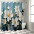 thumbnail image 1 of PRATYUS White Flowers Shower Curtain Waterproof Bath Curtain with Hooks, Kids Bathroom Decor, 100% Polyester Fiber, Washable, Bathroom Decoration 69"x72, 1 of 7