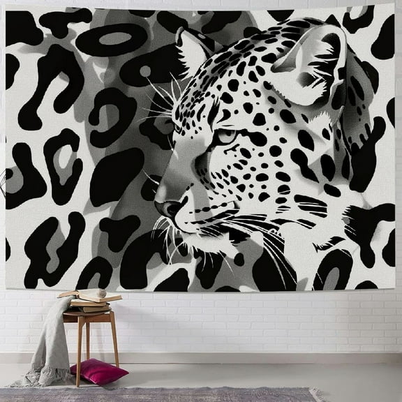 PRATYUS White Leopard Tapestry Cheetah Pattern Tapestries for Room Leopard Skin Pattern Wall Hangings Art White Animals Home Decoration Gift Bedroom Decor Living Room Divider Door 60x50inch