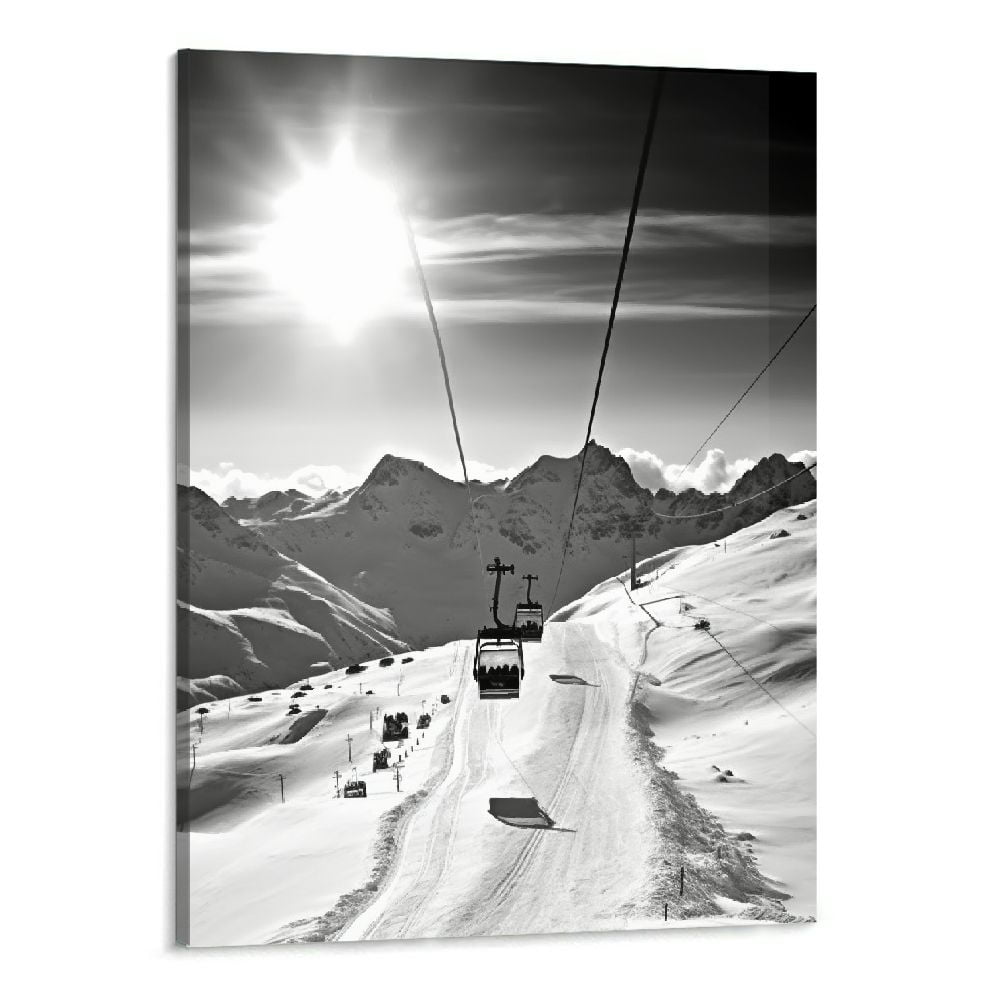 PRATYUS Winter Wall Art Black and White Ski Lift at Sunshine Pictures ...