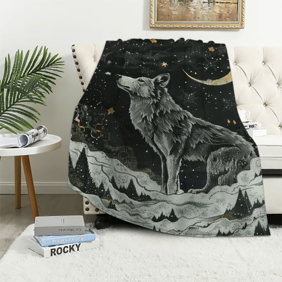 PRATYUS Wolf Blankets and Throws Blankets Decorative for Adults and Kids Design Pretty Art Gift Home Decorative Living Room Sofa Hug Soft Beding Nap Cozy Blanket 40x50in