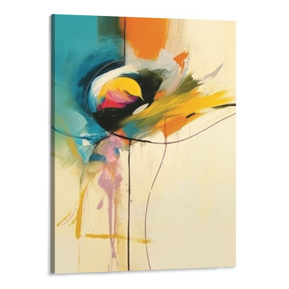 PRATYUS Yellow and Blue Wall ArtAbstract Picture Canvas Print Wall