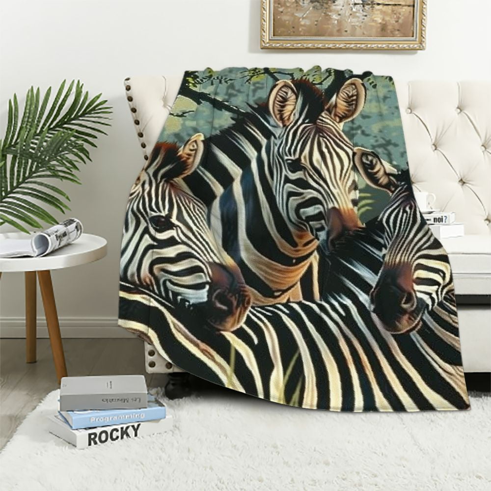 PRATYUS Zebra Blanket Zebra Print Throw Blankets Cozy Flannel Blanket ...