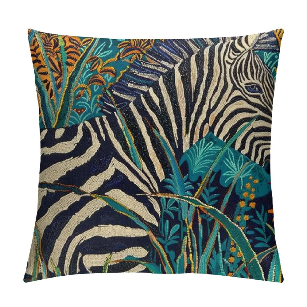PRATYUS Zebra Jungle Jacquard Decorative Throw Pillow Cover Luxury