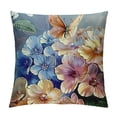 thumbnail image 1 of PRATYUS vintage Shabby Chic French floral butterfly Hydrangea Throw Pillow Covers Soft Pillowcase for Bedroom Cushion Cover Living Room For Sofa Couch Bed Car Dormitory Home Decor 18x18in, 1 of 5