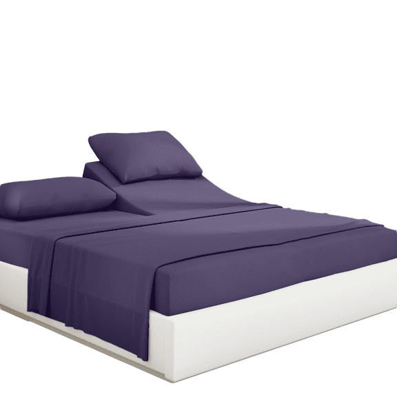 PRATYUX 24-inch Extra Deep Pockets Split Head King Sheet Set - 800-Thread Count 100% Organic Cotton - 4-PC Set - 36" Split, Plum Solid