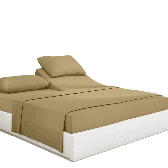 PRATYUX 24-inch Extra Deep Pockets Split Head King Sheet Set - 700-Thread Count 100% Organic Cotton - 4-PC Set - 36" Split, Taupe Solid