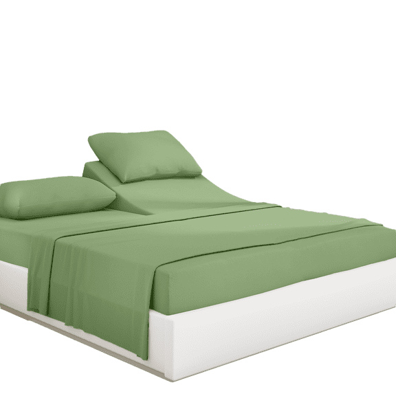 PRATYUX 24-inch Extra Deep Pockets Split Head Queen Sheet Set - 700-Thread Count 100% Organic Cotton - 4-PC Set - 28" Split, Sage Solid