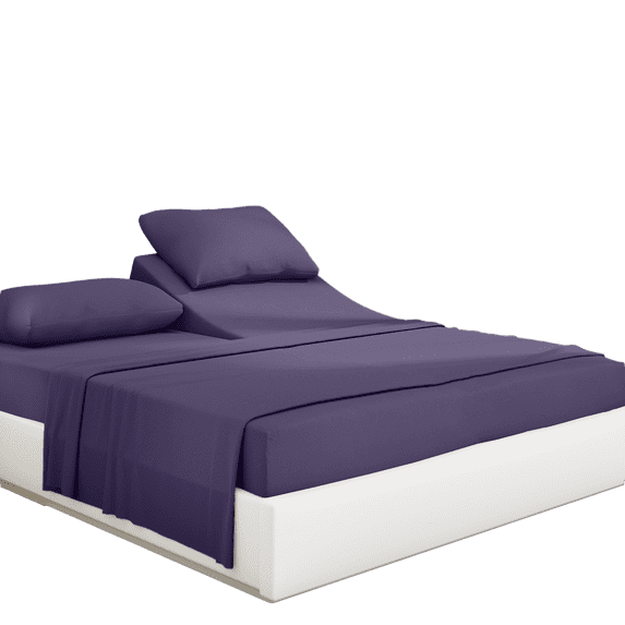PRATYUX 6-Piece Split Head California King Sheet Set - 400-Thread Count 100% Egyptian Cotton - Sheet Set - 10" Deep Pockets - 34" Split, Plum Solid