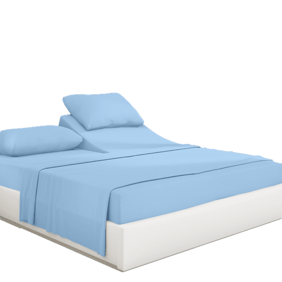 PRATYUX 6-Piece Split Head California King Sheet Set - 700-Thread Count 100% Organic Cotton - Sheet Set - 19" Deep Pockets - 32" Split, Light Blue Solid
